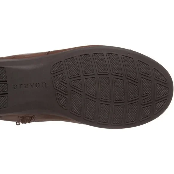 ARAVON New ANSTICE Comfort Wedge Leather Boot Womens 10~12 WIDE Bootie NIB BROWN - Picture 6 of 6